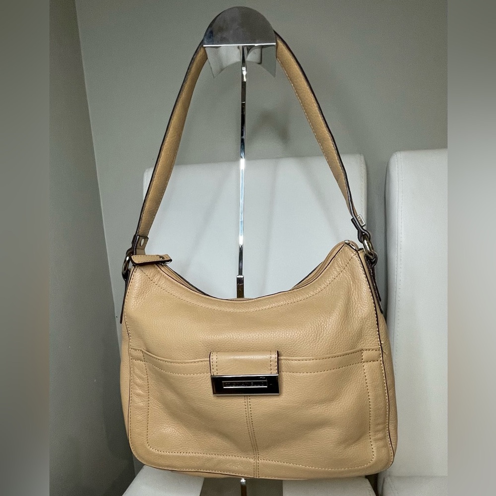 Tignanello Pebbled Leather Mustard Yellow Handbag